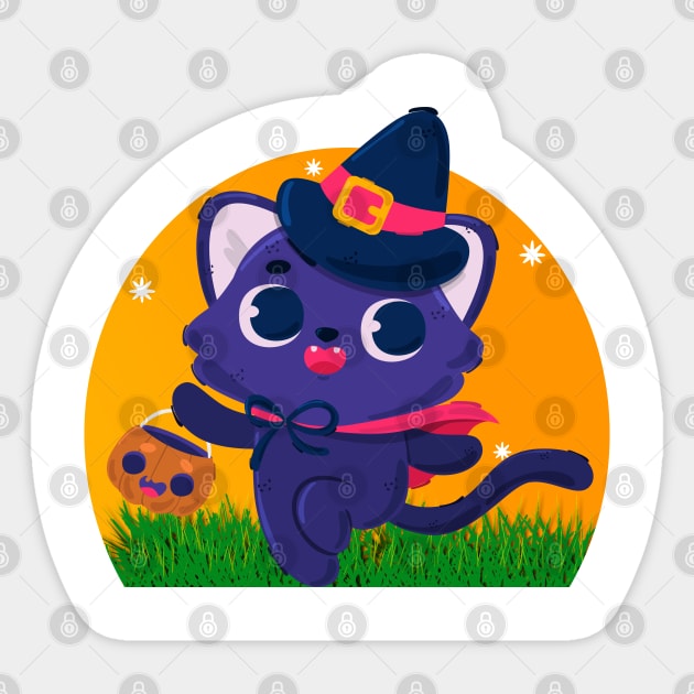 CUTE HALLOWEEN CAT Sticker by S-Log